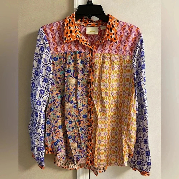 Maeve Tops - Maeve Anthropologie Alida contrast blouse button front y2K Medium